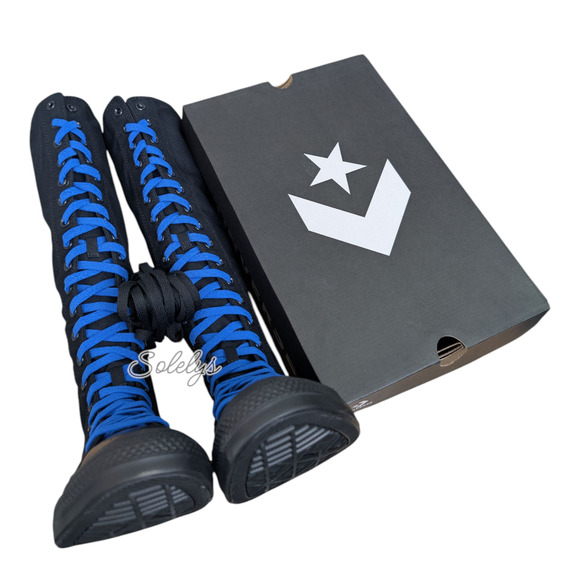 Converse CTAS XXHI Black Blue Knee High Canvas Sneaker Boot Womens 10.5 NEW - Picture 9 of 11